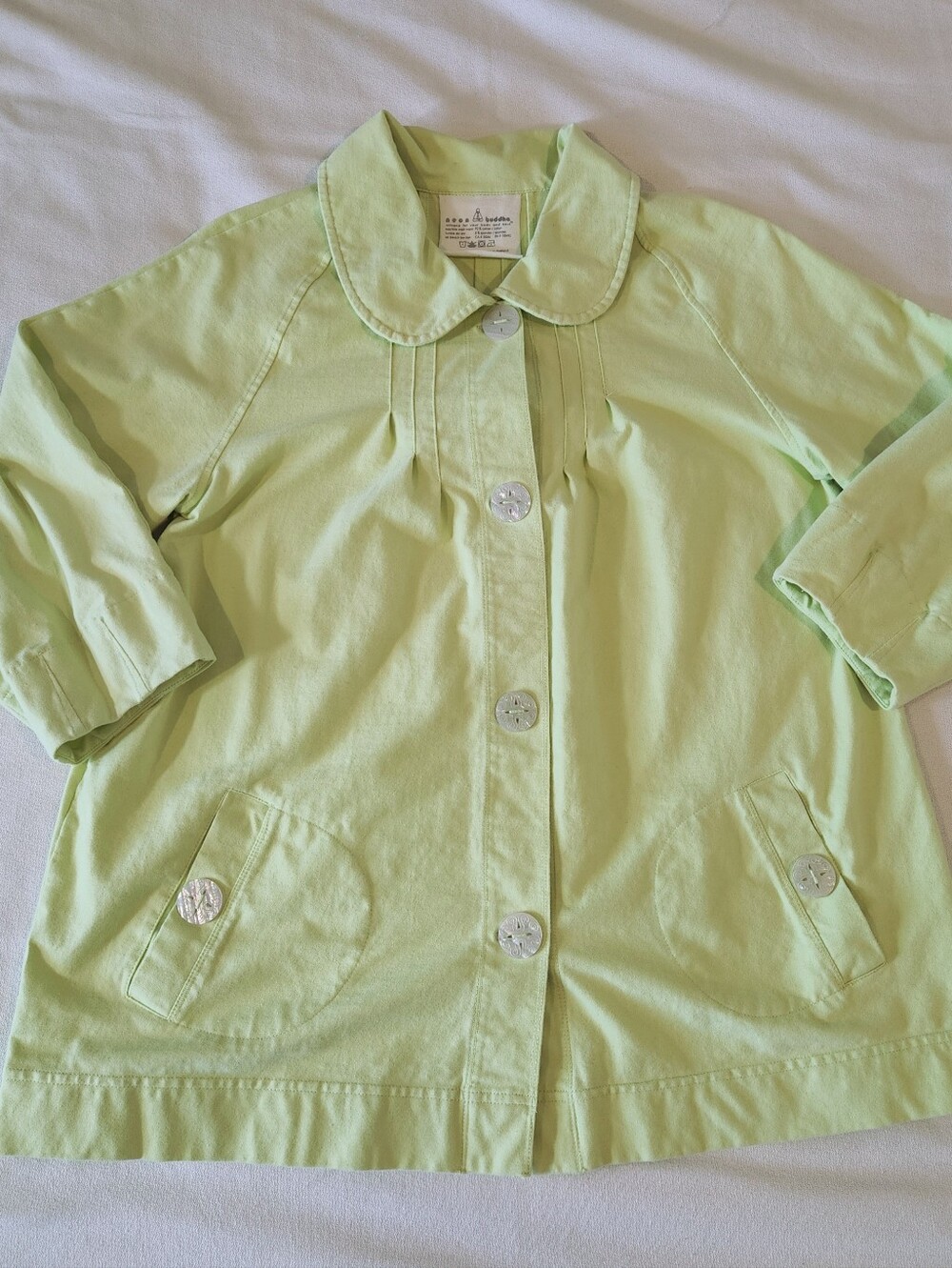 Neon Buddha Button Front Cardigan Kacket Smock Large Green Boho Artist